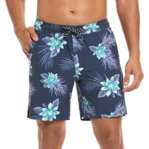 NEW Hurley Men's XXL 18" Outseam Swim Shorts Blue Hawaiian Floral Pattern